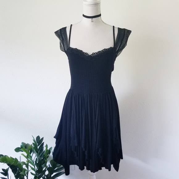 black lace strappy dress